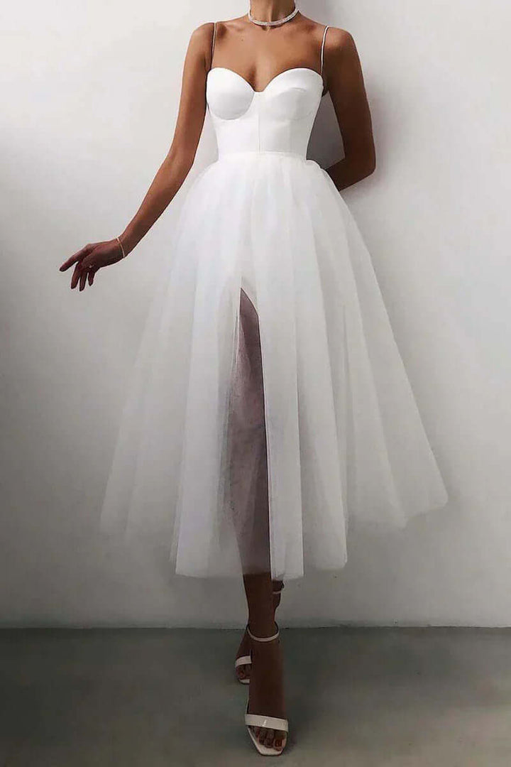Elegant women's A-line midi party dress. Perfect for cocktail events, weddings & special occasions.