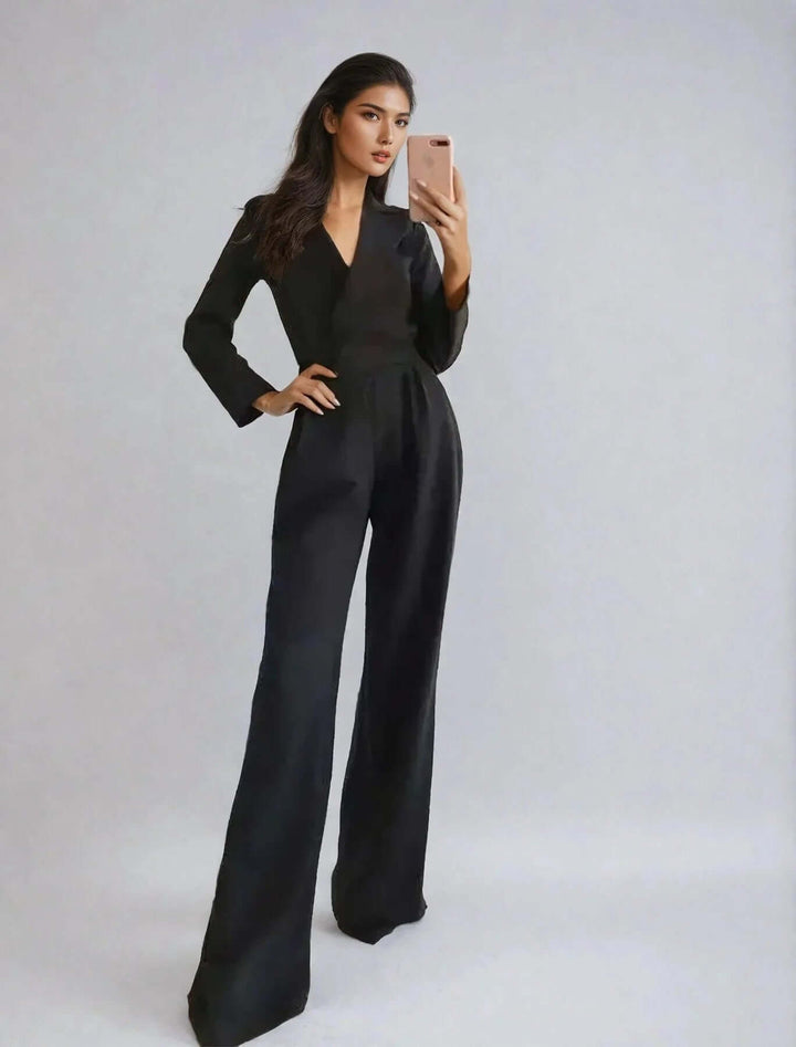 Versatile women's bordeaux tailored jumpsuit, perfect elegant one-piece for any occasion.