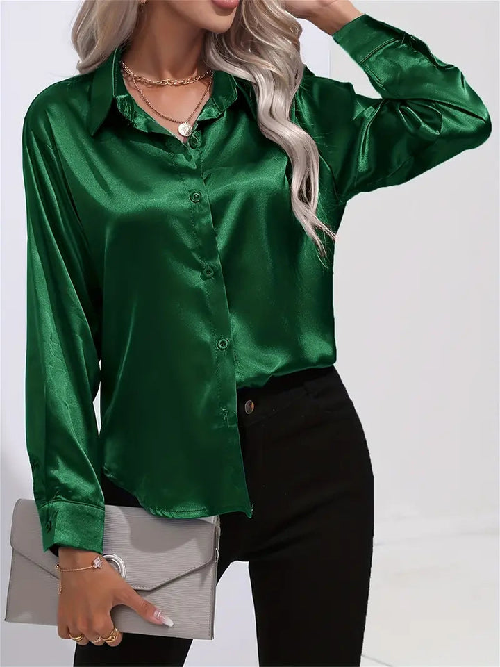 Elegant women's blouse, long-sleeve button-down for versatile style.