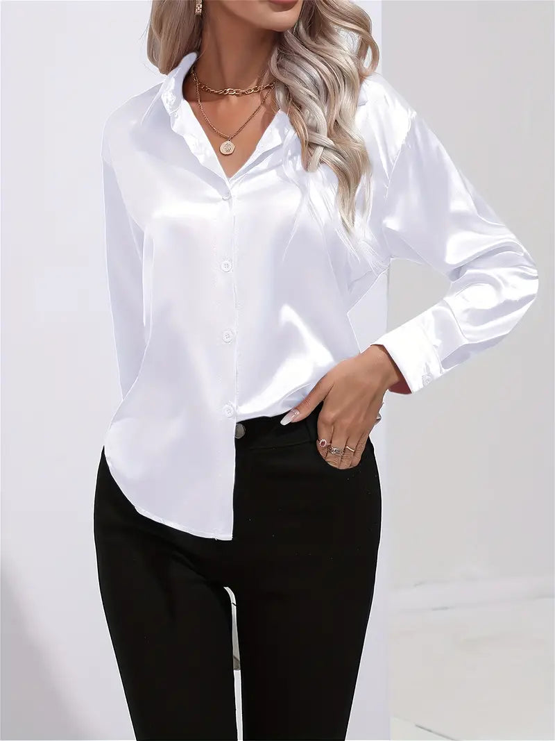 Sophisticated women's blouse, button-down, long-sleeve & timeless.