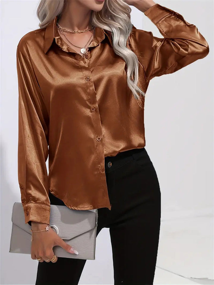 Elegant women's button-down, chic long-sleeve for versatile fashion.