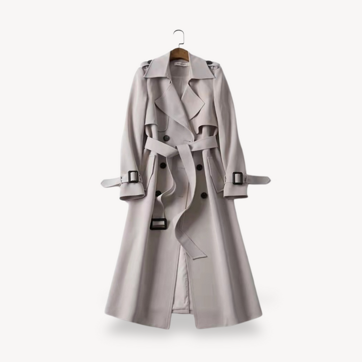 Stylish belted long cotton trench coat for women, a classic and versatile piece for any season.
