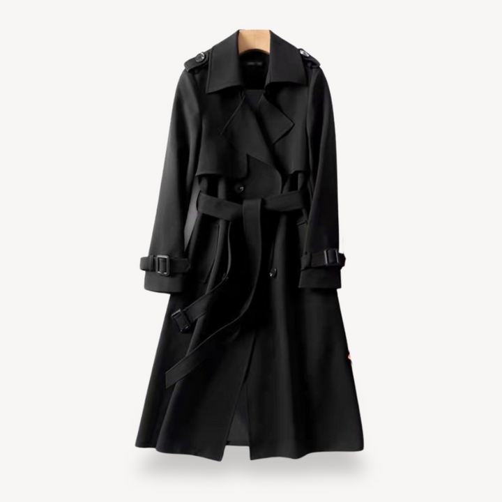 Versatile women's cotton trench coat, ideal spring and fall fashion outerwear for an elegant, classic look.