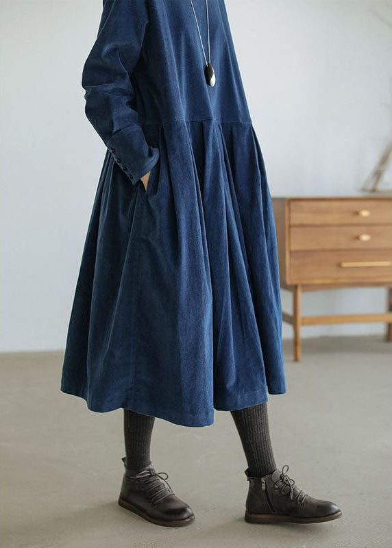 Sophisticated Emilia women's corduroy midi dress. Long sleeve autumn/winter style for a refined look.