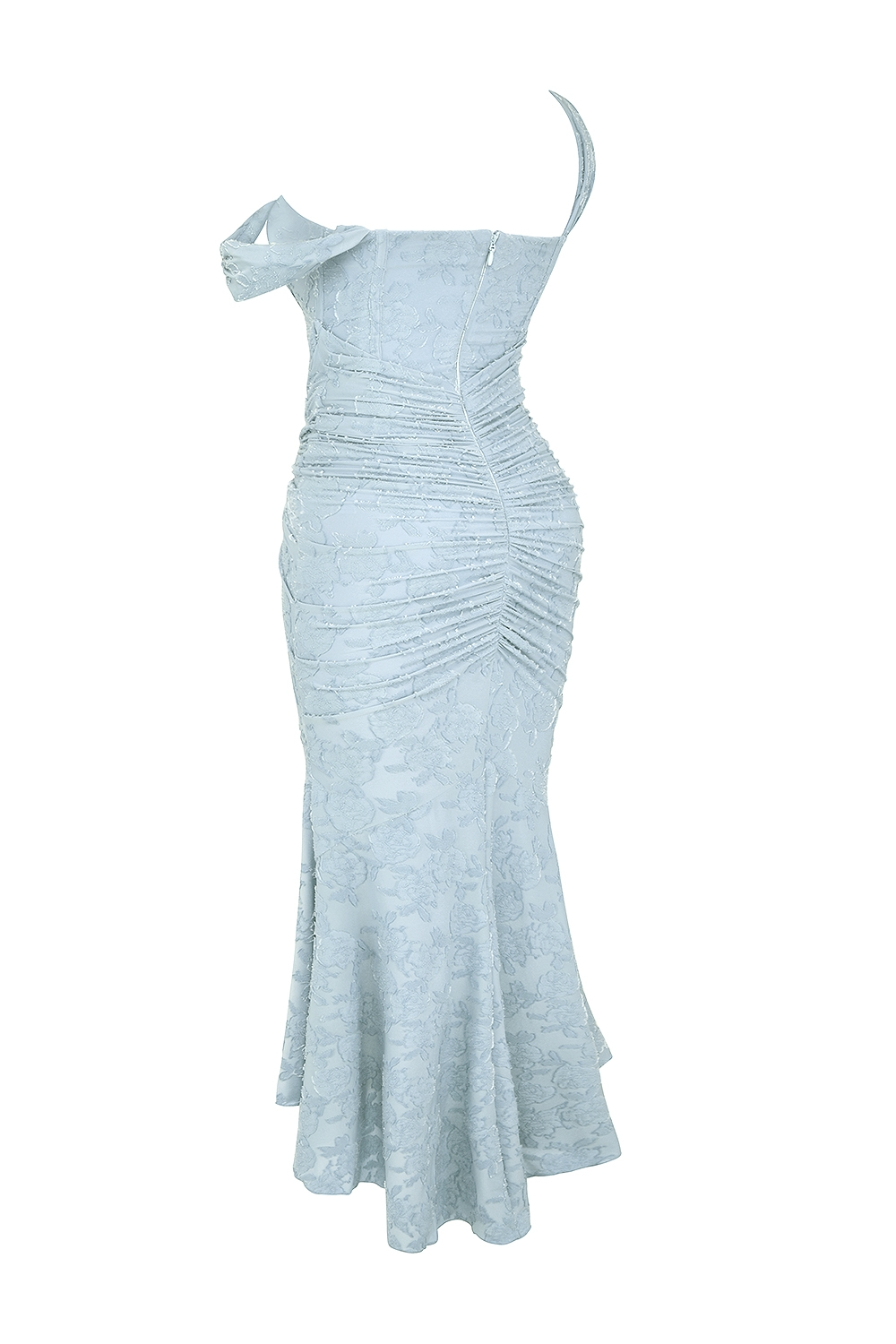 Summer style women's maxi dress, elegant corset and ruched details, perfect for any special occasion.