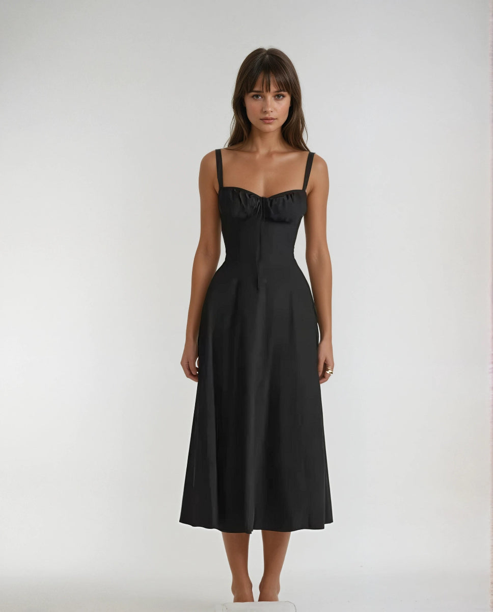 Versatile women's elegant corset midi dress for parties, summer & special occasions, modern fashion.