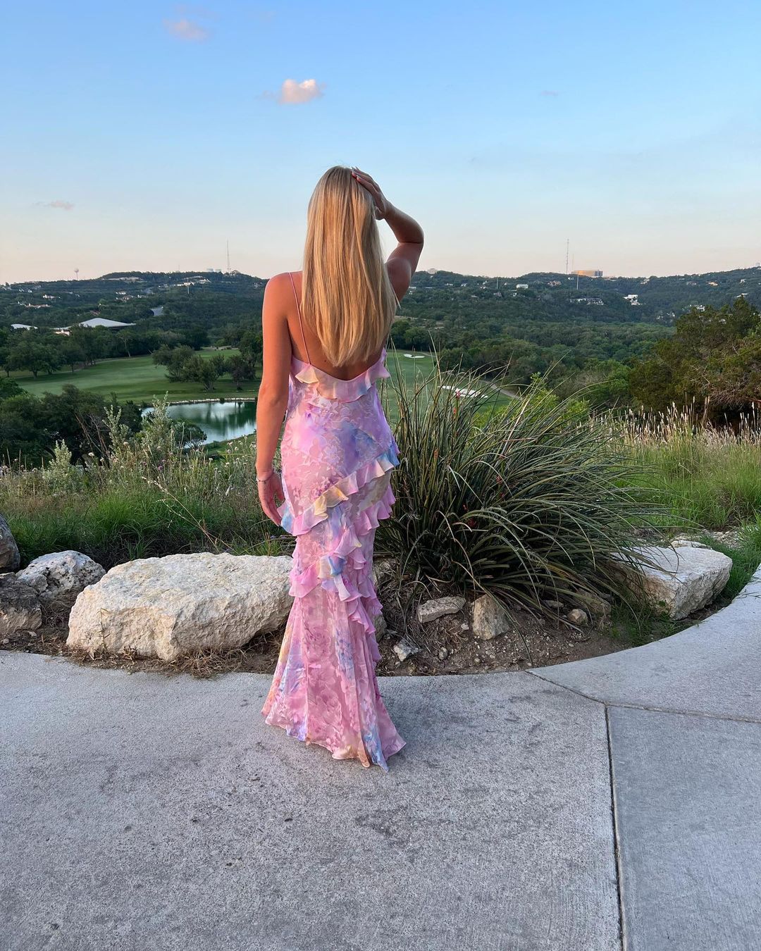Chic yellow ethereal ruffle maxi dress, a flowing romantic gown for women, perfect for elegant summer wear.
