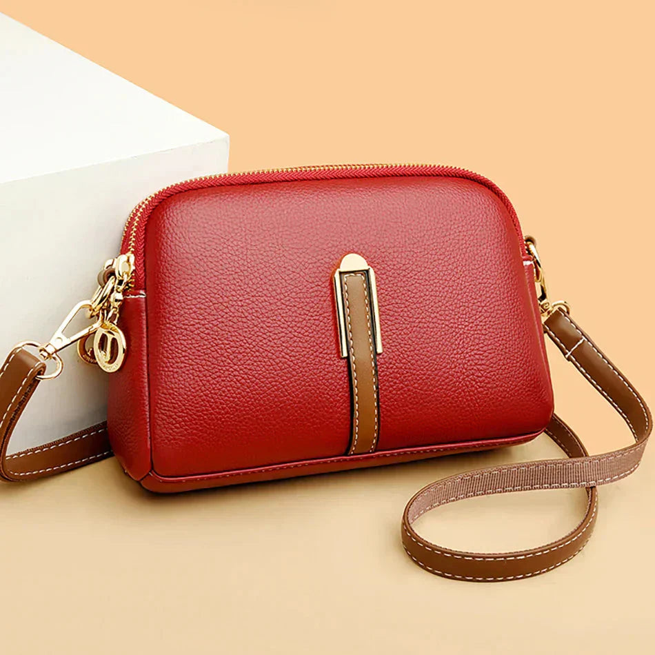 Stylish vegan leather shoulder bag for women, doubles as a crossbody, perfect for daily use.