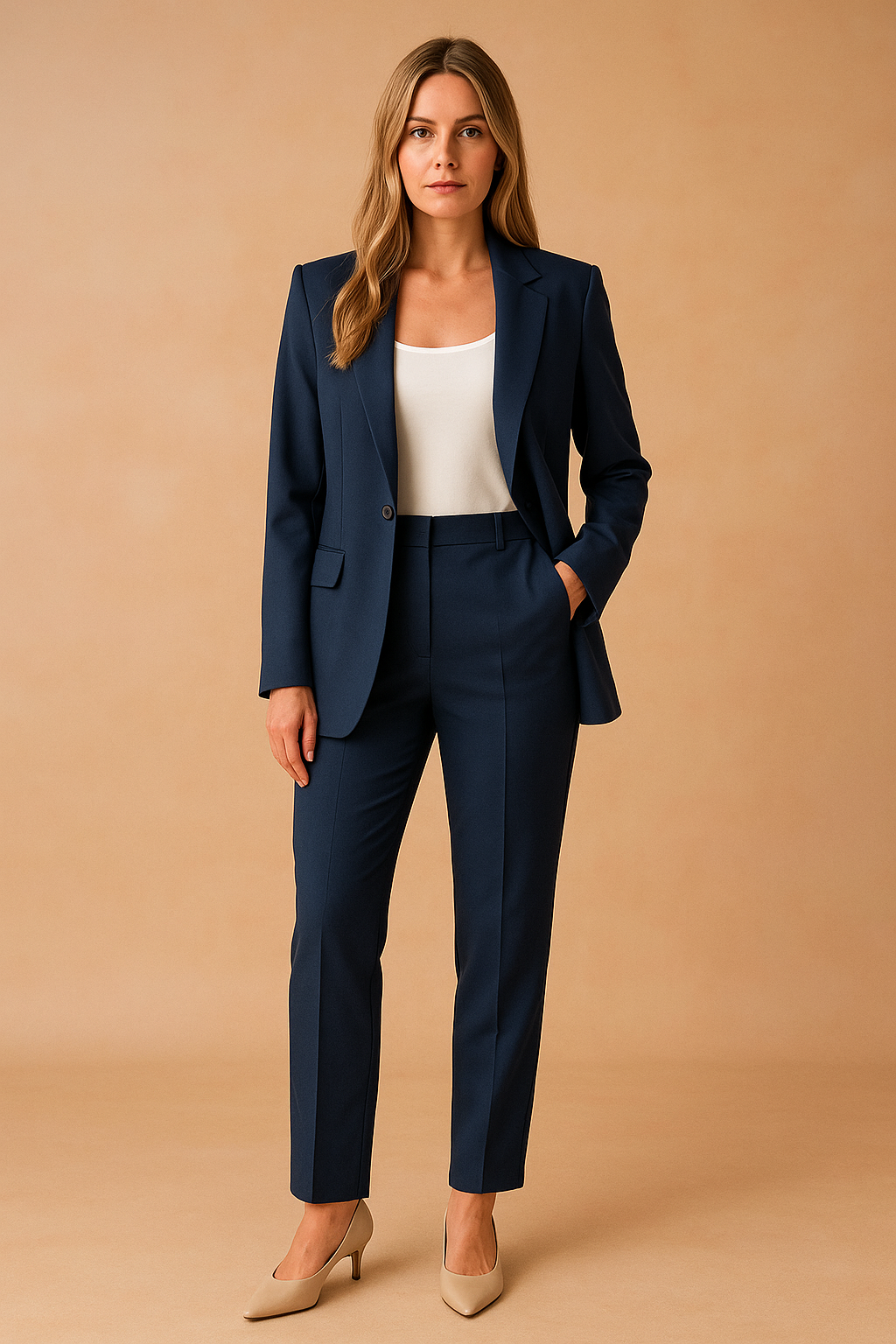 Formal women's suit blazer, excellent for professional settings, business meetings, and elegant events.
