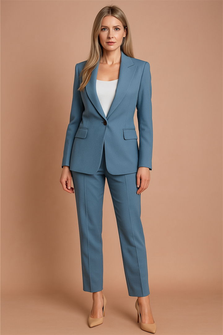 Classic women's fitted blazer, a staple for versatile business casual, professional wear, and formal attire.
