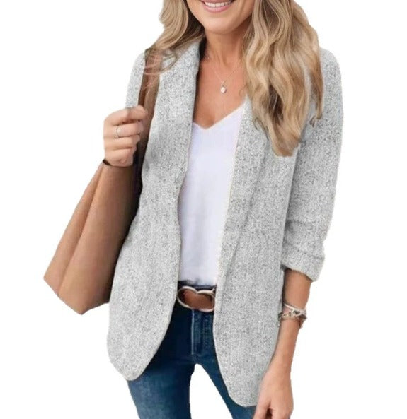 Women's professional fitted blazer, designed for comfort & style in office fashion, business casual, and formal events.