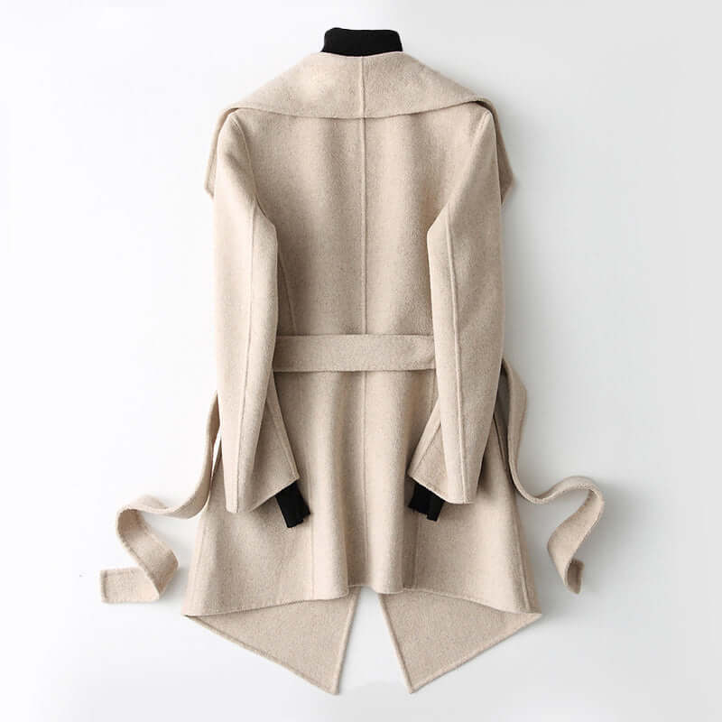 Sophisticated women's elegant double-breasted jacket, a fitted wool blend blazer for formal occasions.