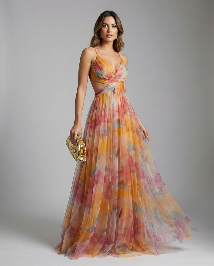 Elegant Women's Floral Evening Maxi Dress, perfect for party, wedding guest, or special occasion.