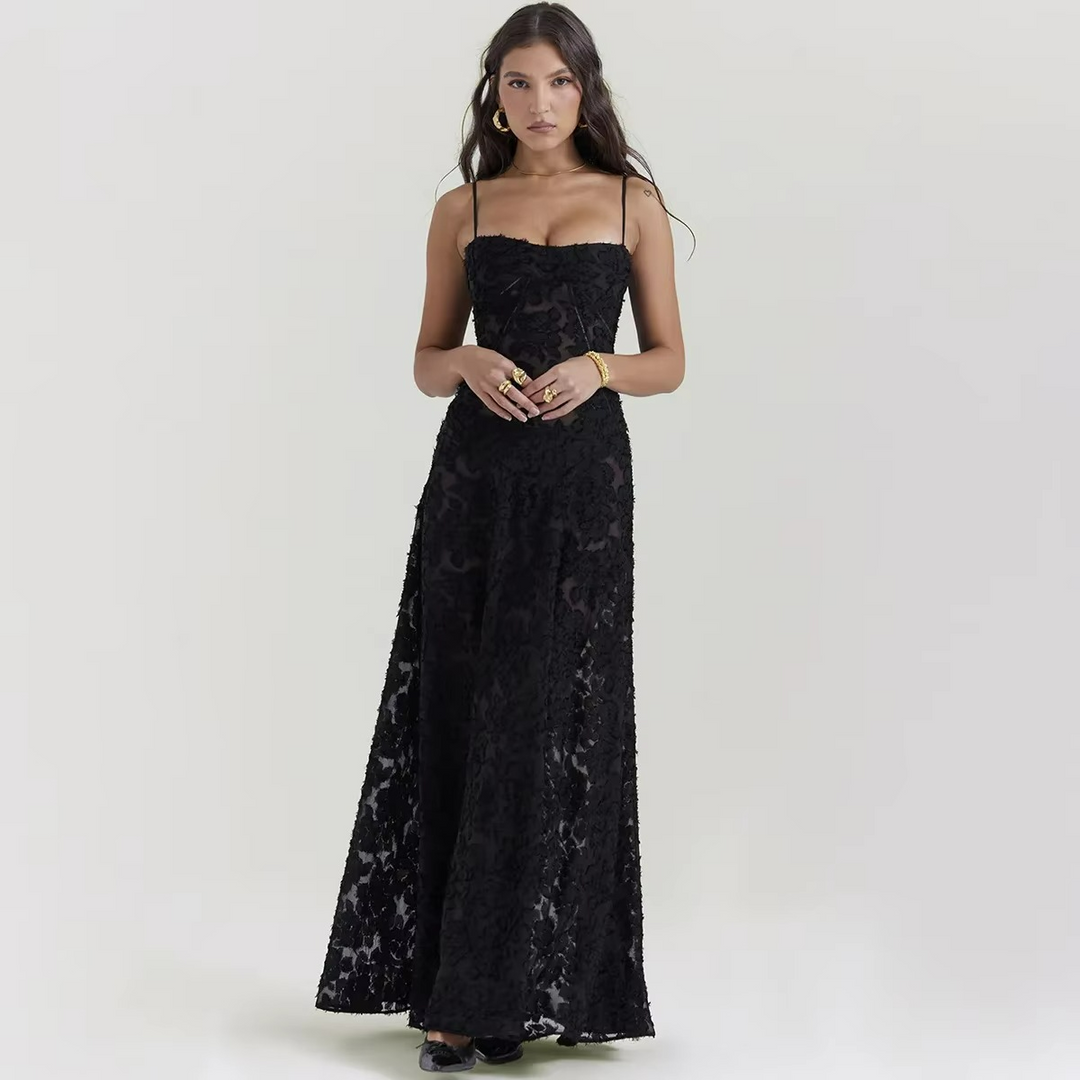 Chic women's elegant floral maxi dress, perfect for weddings, parties, or any special occasion.