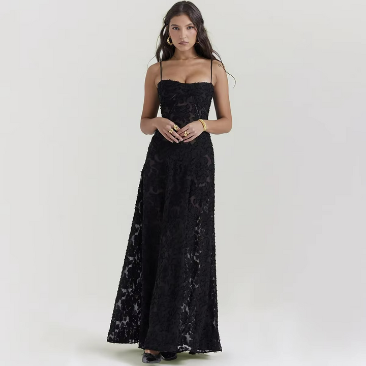 Chic women's elegant floral maxi dress, perfect for weddings, parties, or any special occasion.
