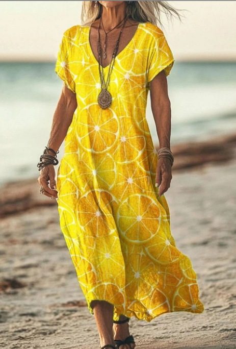 Stylish women's floral midi dress, ideal for comfortable summer and spring outings.