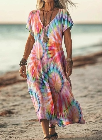 Elegant floral midi dress for women, combining comfort and style for summer & spring.
