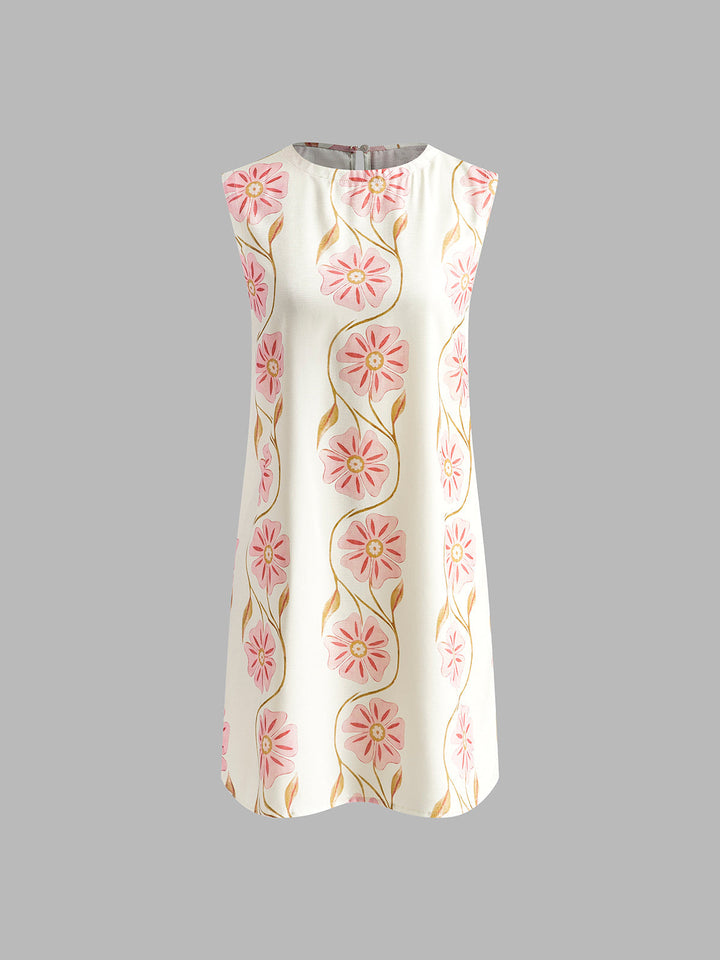 Versatile women's floral print sleeveless mini dress, perfect for summer casual, party, or vacation wear.