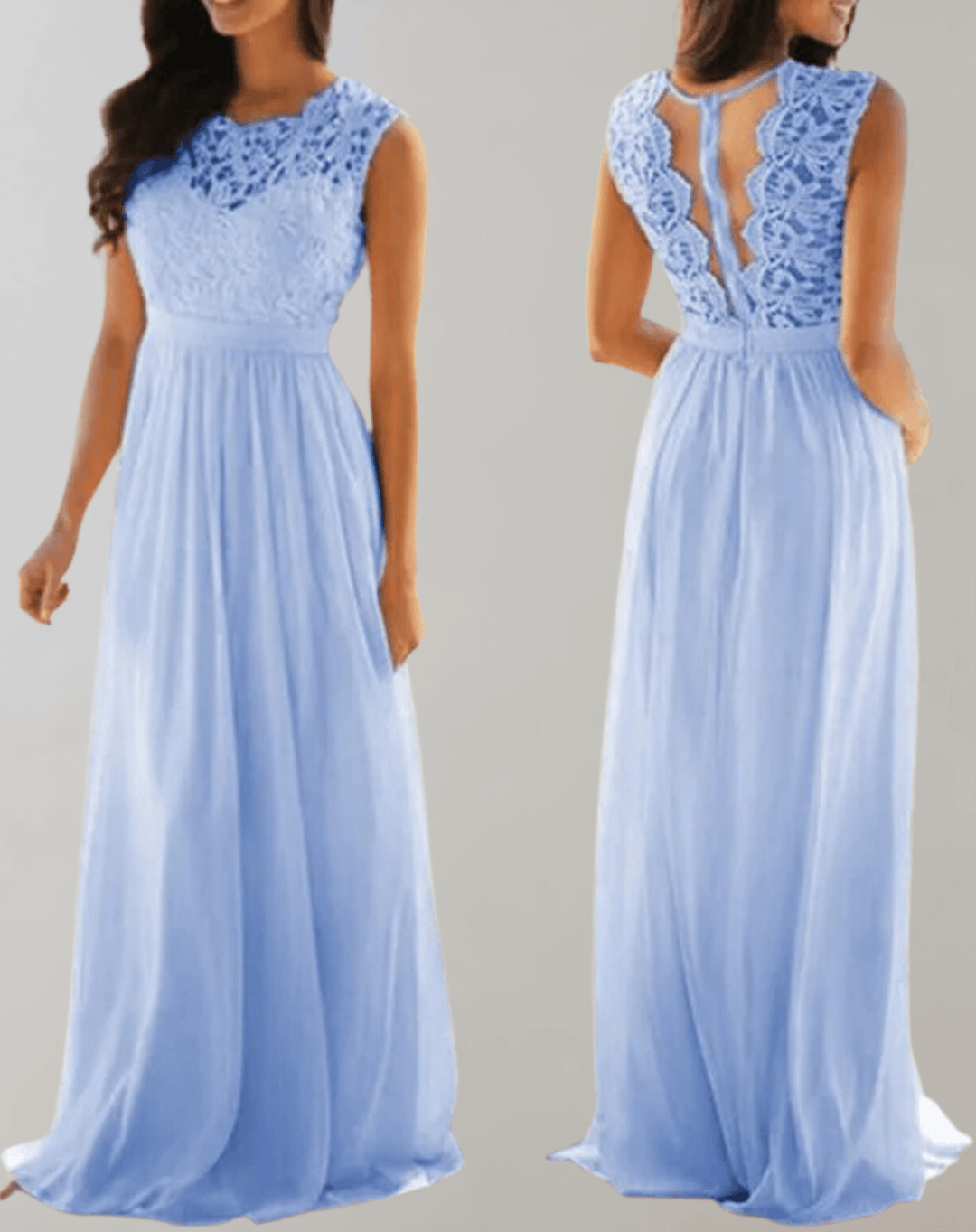 Comfortable long lace maxi dress for women, featuring elegant design, ideal for casual summer or evening wear.
