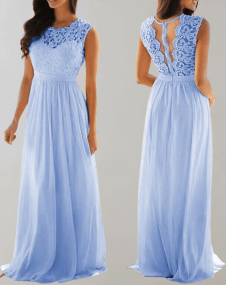 Comfortable long lace maxi dress for women, featuring elegant design, ideal for casual summer or evening wear.