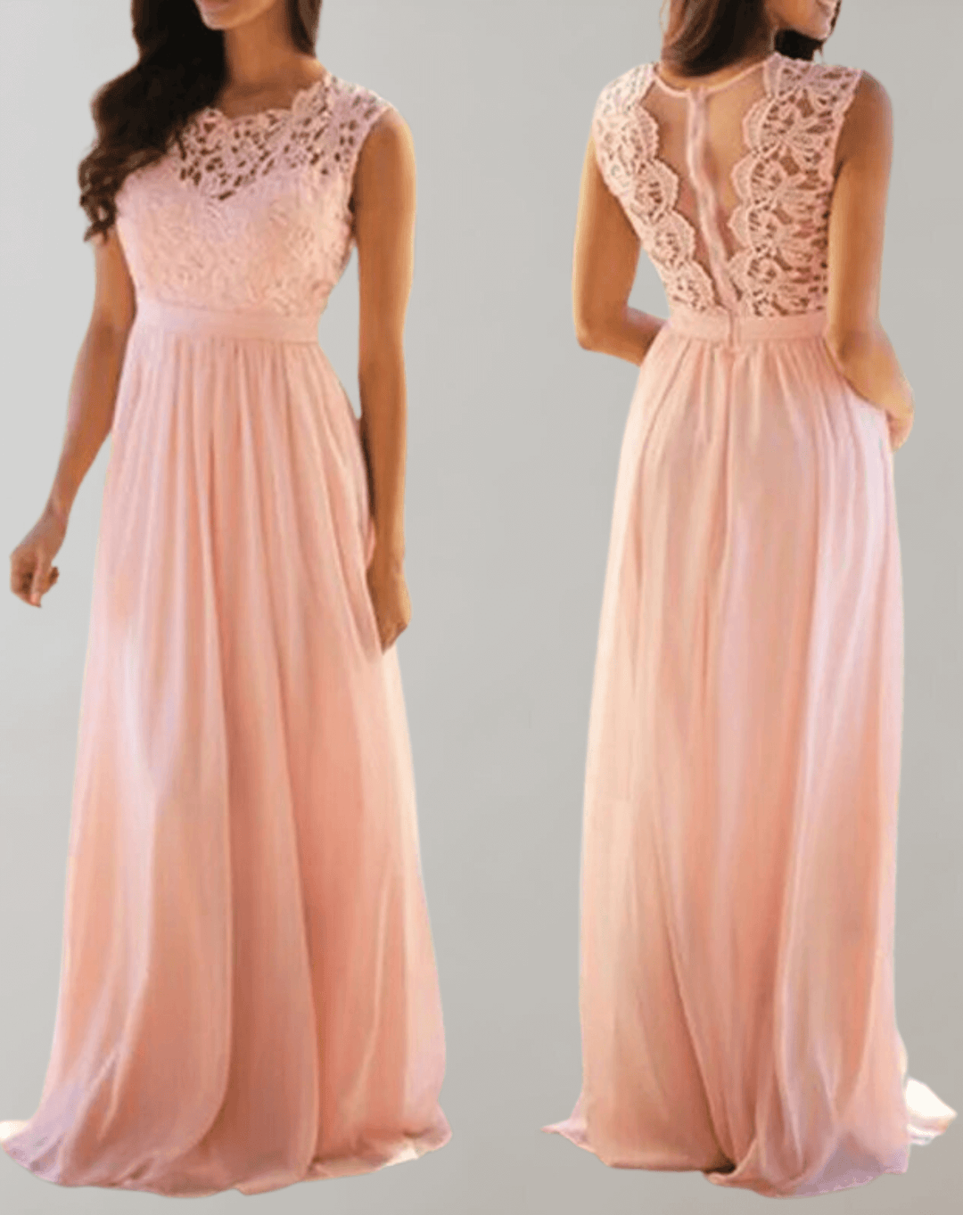Chic women's modest lace maxi dress, flowing elegantly for parties, evening events, or sophisticated summer style.