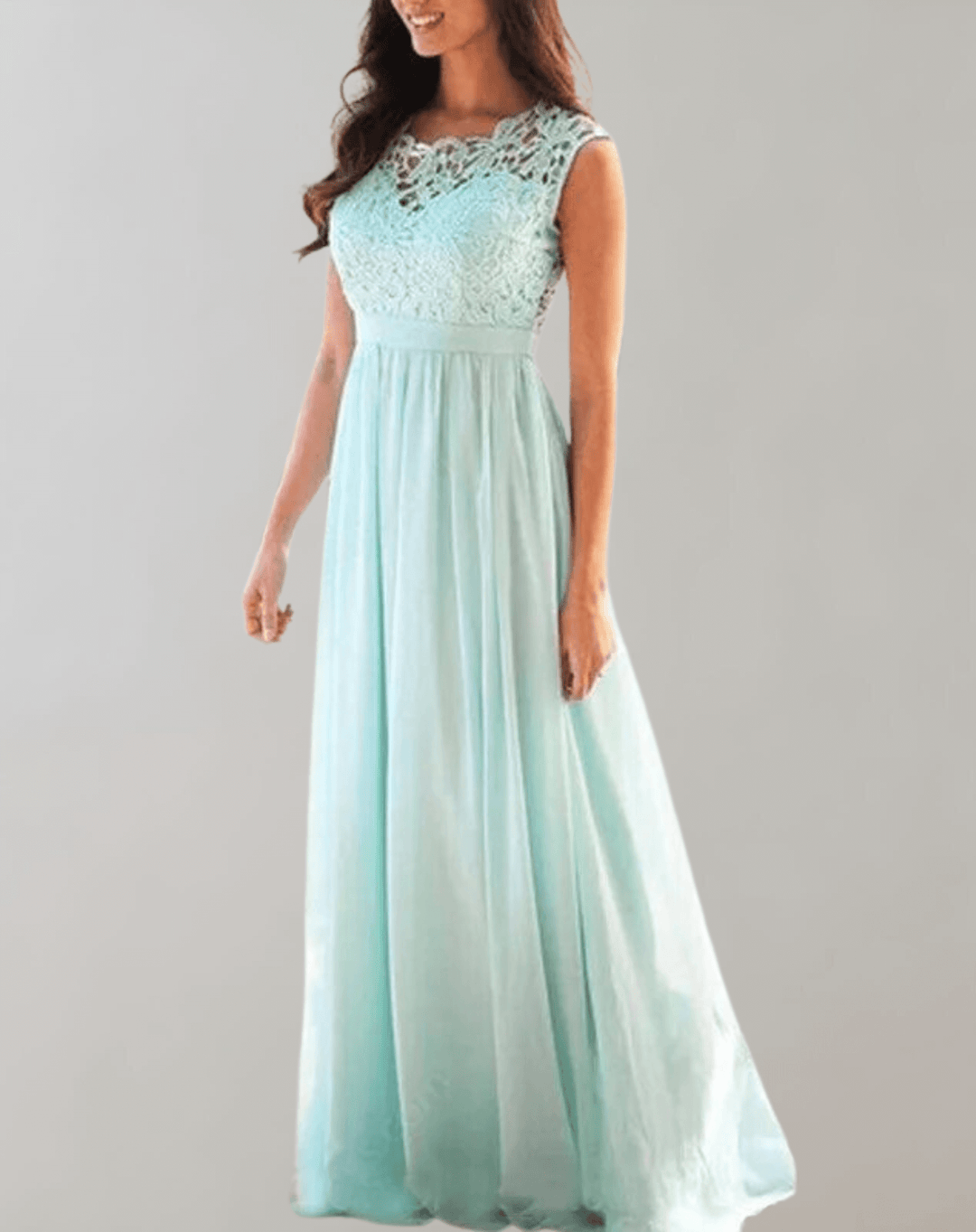 Women's stylish lace maxi dress, comfortable & flowing. Perfect for elegant evening wear, parties, or summer casual.
