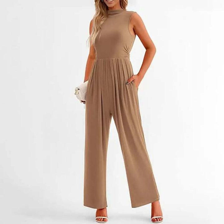 Stylish pink wide-leg jumpsuit for women, ideal for parties & sophisticated events.