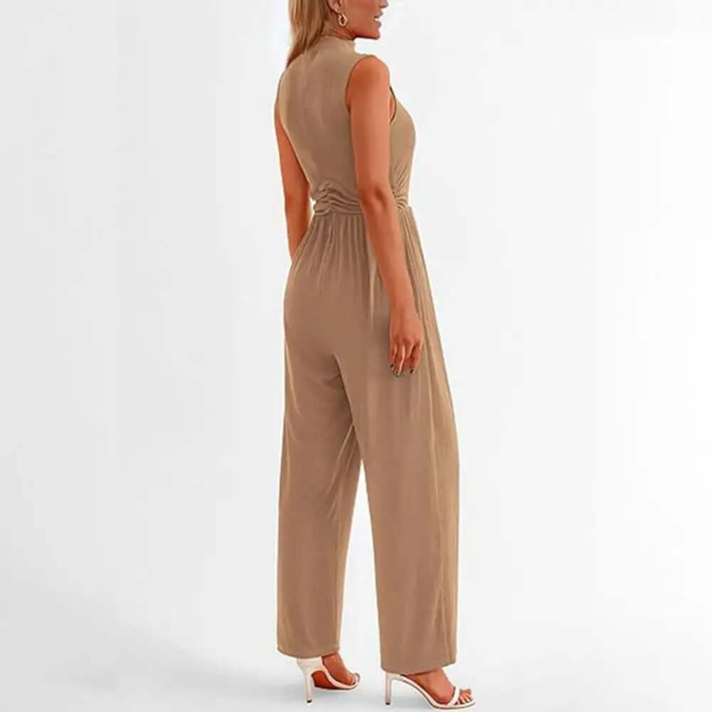 Chic blue women's wide-leg jumpsuit, perfect for special occasions & formal party wear.