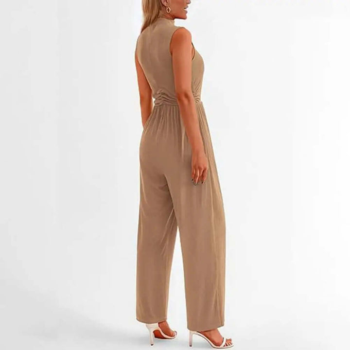 Chic blue women's wide-leg jumpsuit, perfect for special occasions & formal party wear.