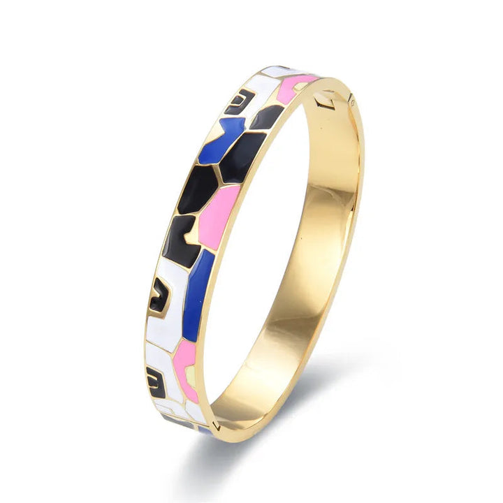 Chic gold charm geode cuff bracelet for women, adjustable & elegant, a stylish jewellery gift for her.
