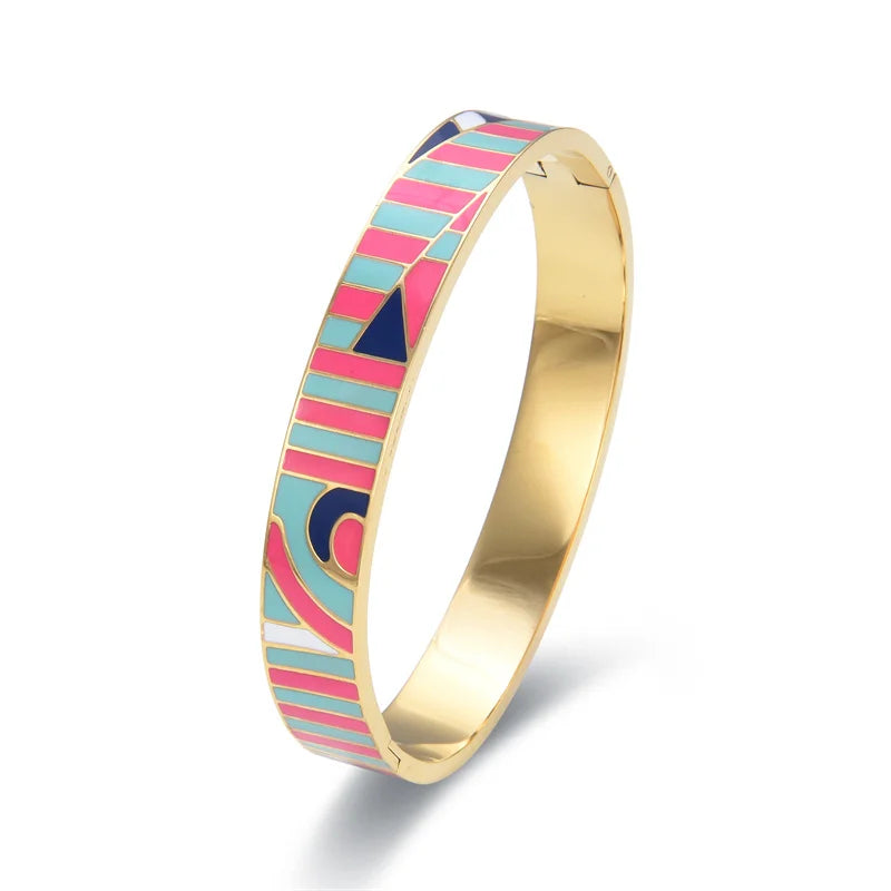 Women's elegant gold charm geode cuff bracelet, featuring a stunning natural geode, modern & unique.