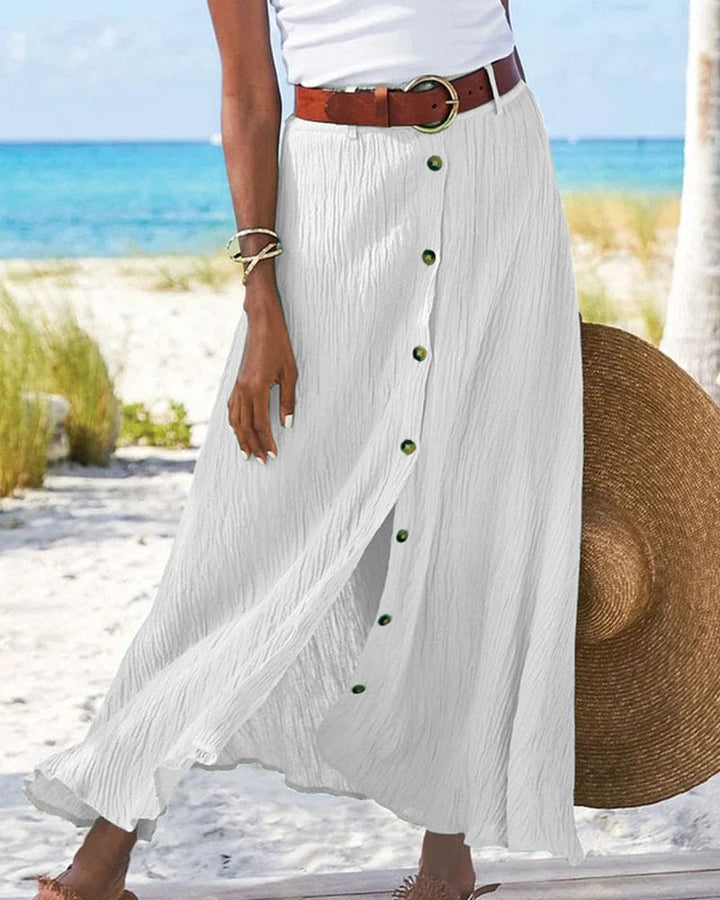 Graceful long maxi skirt for women with a flattering high waist, creating an elegant silhouette.