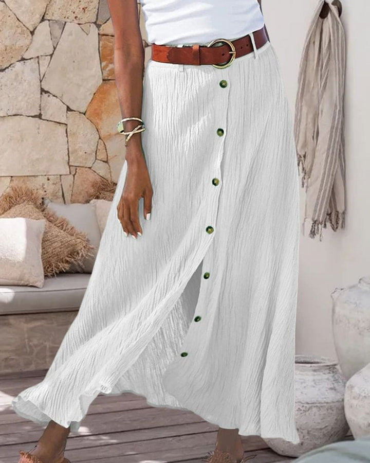 Versatile women's long high-waist skirt with elegant flow, perfect for a chic and timeless look.