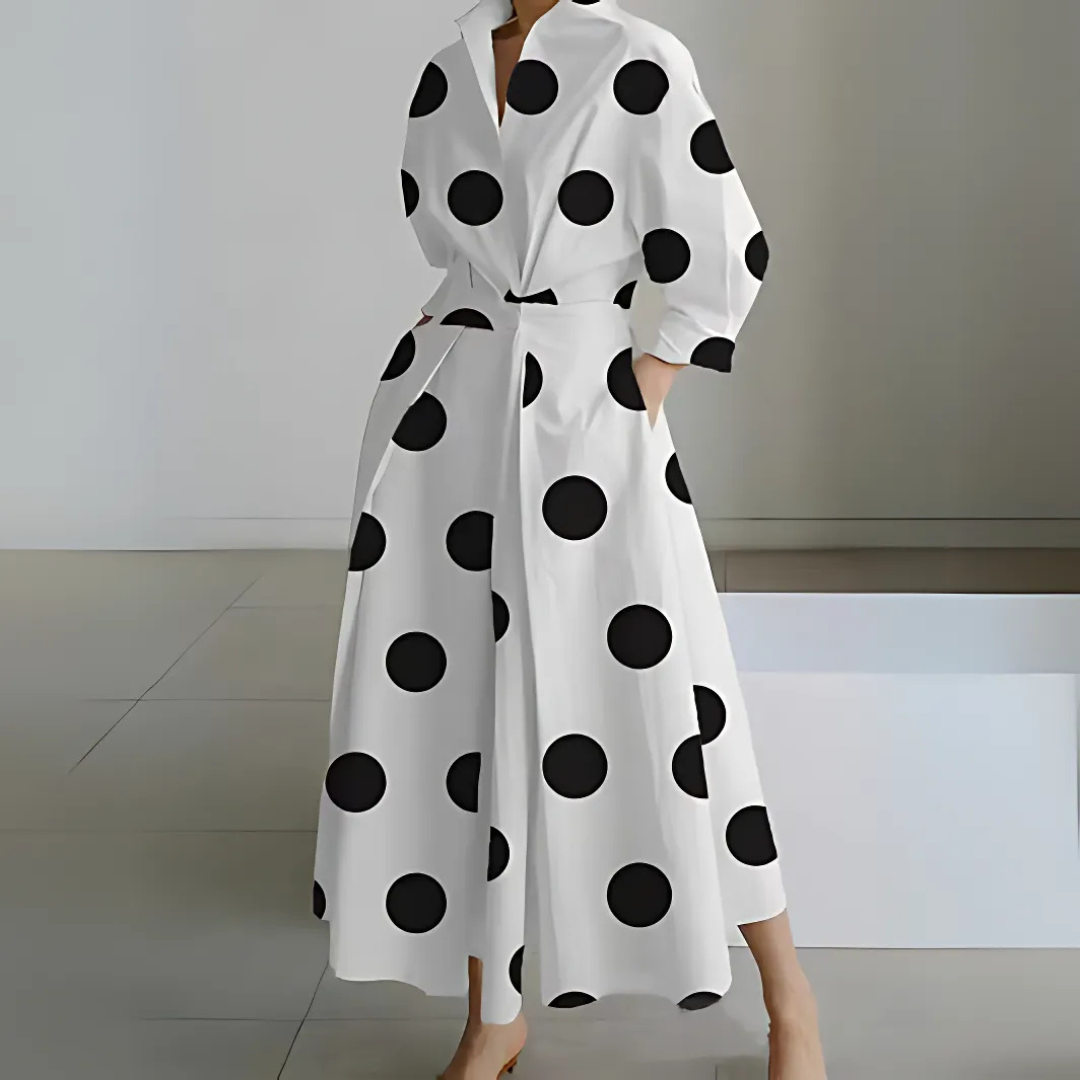Modest fashion women's maxi dress, elegant lapel wrap design for versatile comfort and style.