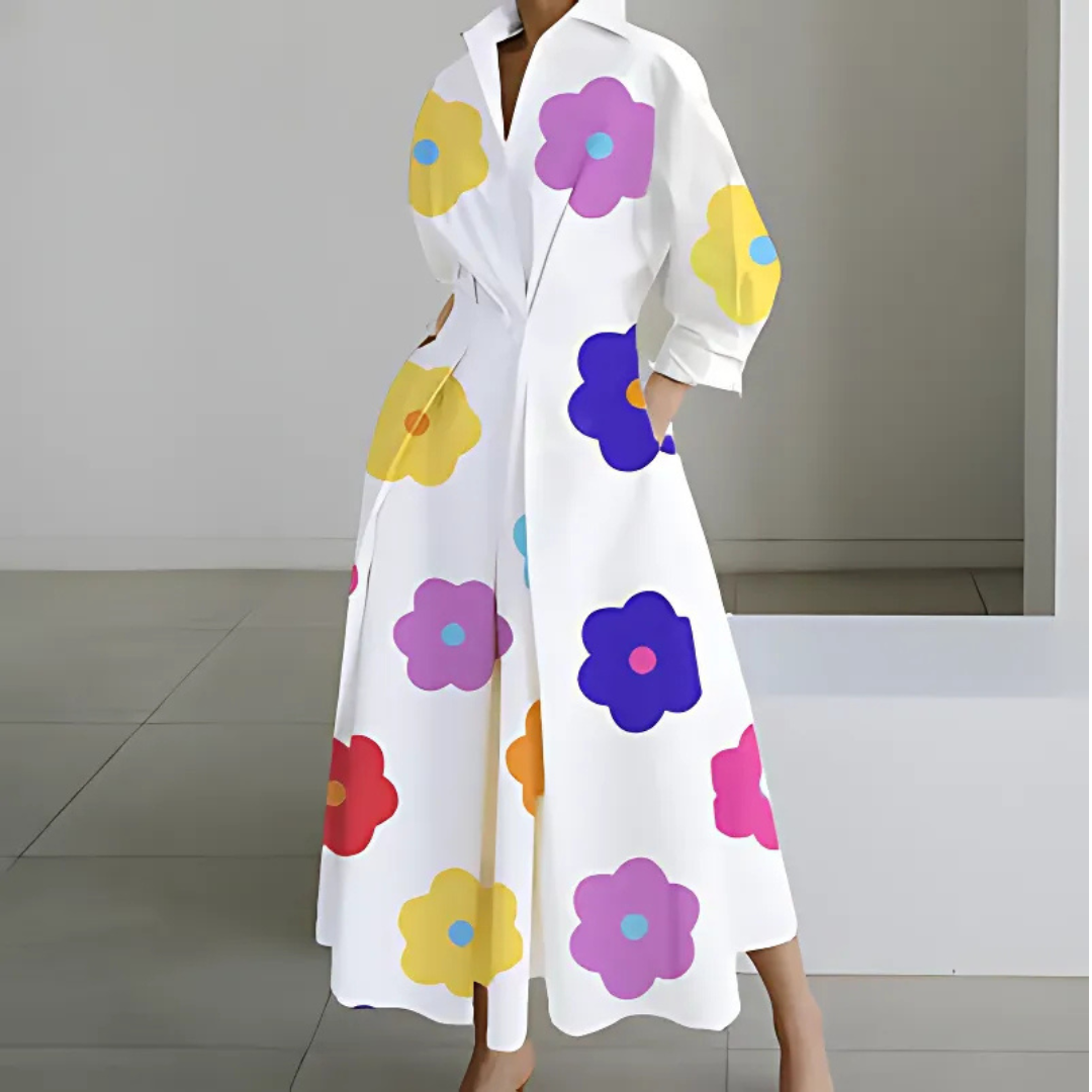Comfortable women's elegant wrap maxi dress with stylish lapel, flattering silhouette and design.