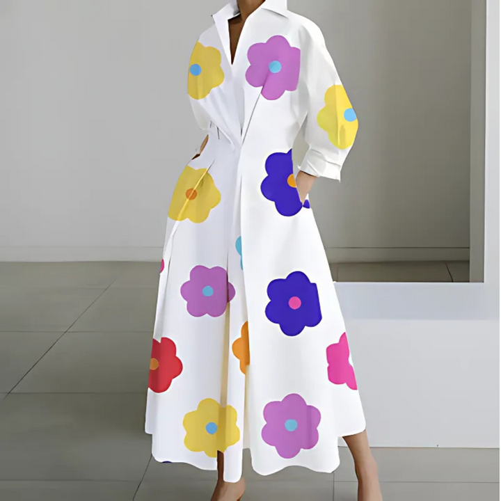 Comfortable women's elegant wrap maxi dress with stylish lapel, flattering silhouette and design.