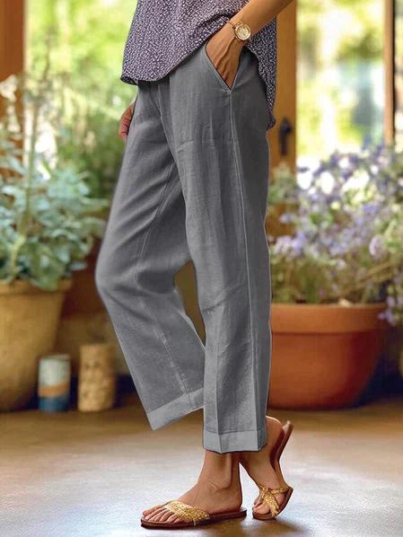 Elegant women's lightweight summer trousers, perfect for warm weather vacations & casual chic style.