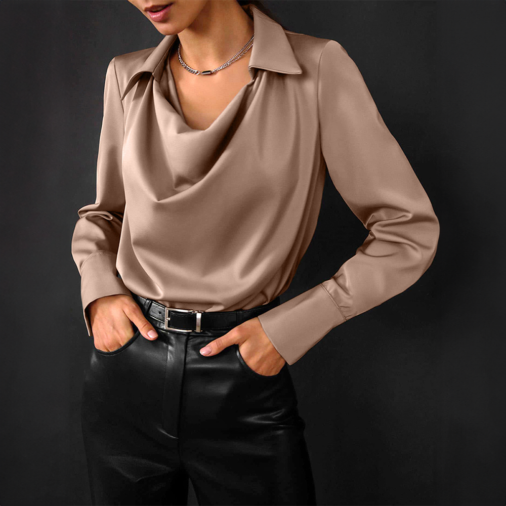 Comfortable women's long-sleeve blouse, perfect for all seasons, a versatile and chic ladies fashion top.
