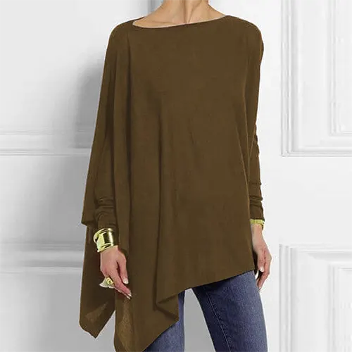 Comfortable plus size women's long sleeve top, ideal for casual everyday wear & versatile chic style.