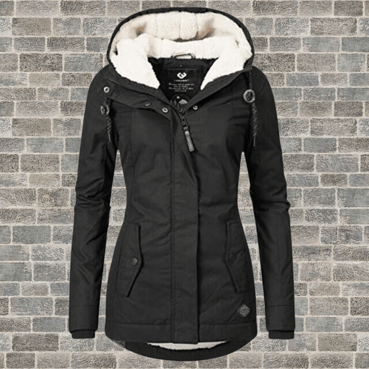 Premium women's long winter jacket, featuring a plush fur lining for luxury and superior warmth in cold weather.