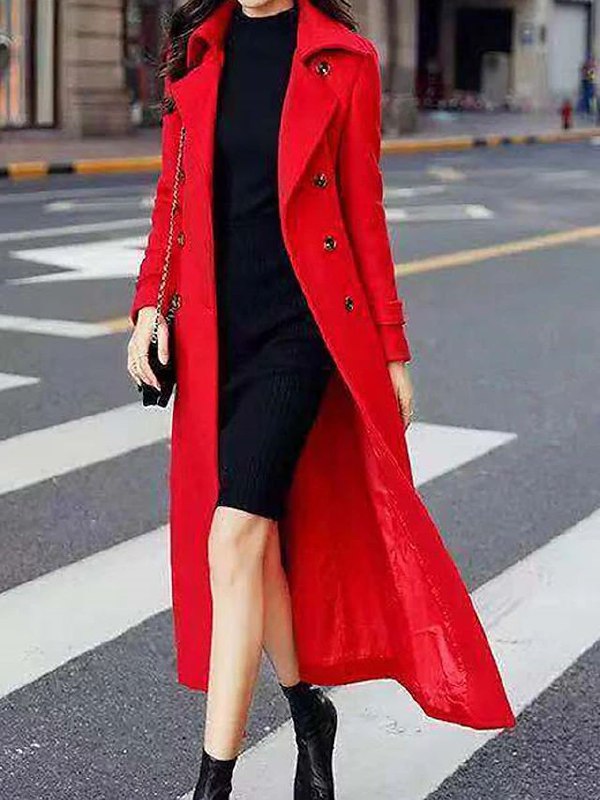 Elegant women's long winter coat, featuring a stylish shawl collar and belted waist for a flattering silhouette.