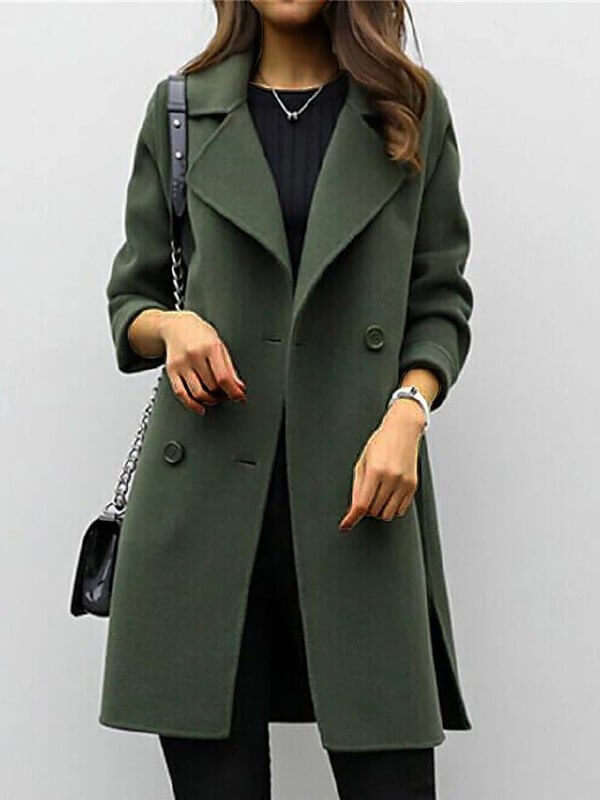 Warm women's wool winter coat. Long, elegant design for fall & winter. Classic style ladies outerwear.