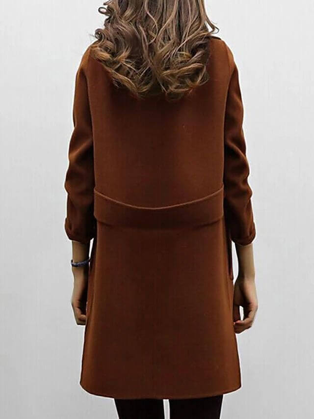 Stylish women's wool winter coat, elegant and warm. Ideal for fall fashion & cold weather. Classic ladies jacket.