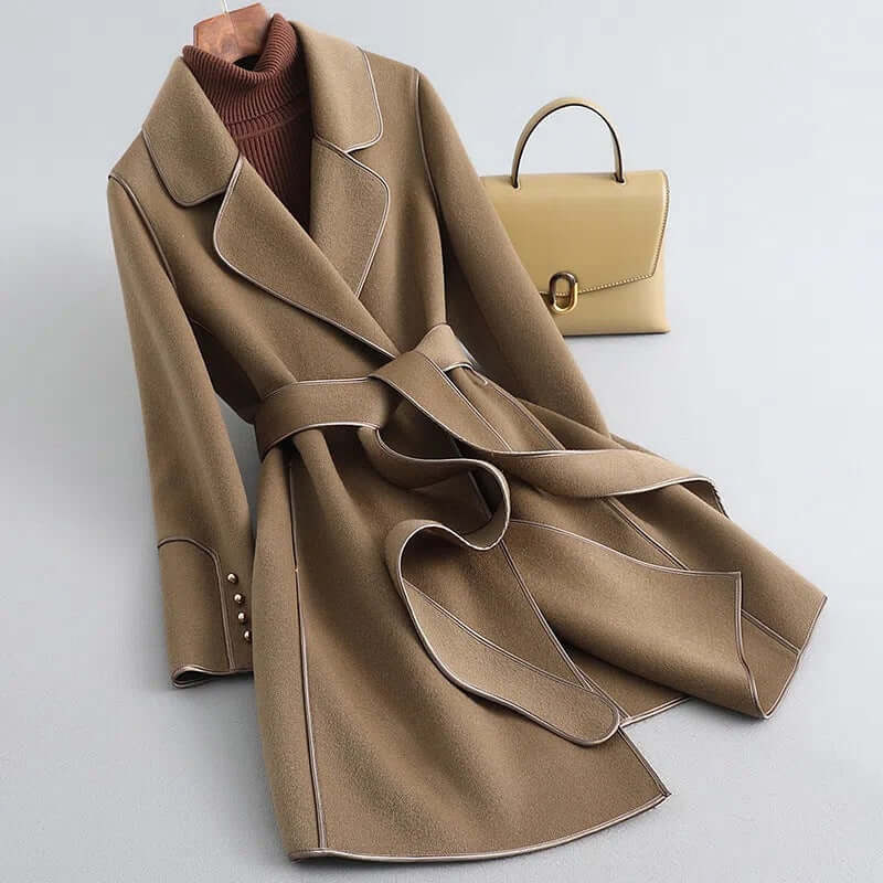 Warm women's long wool winter coat, designed for ultimate warmth & stylish cold weather outerwear for ladies.