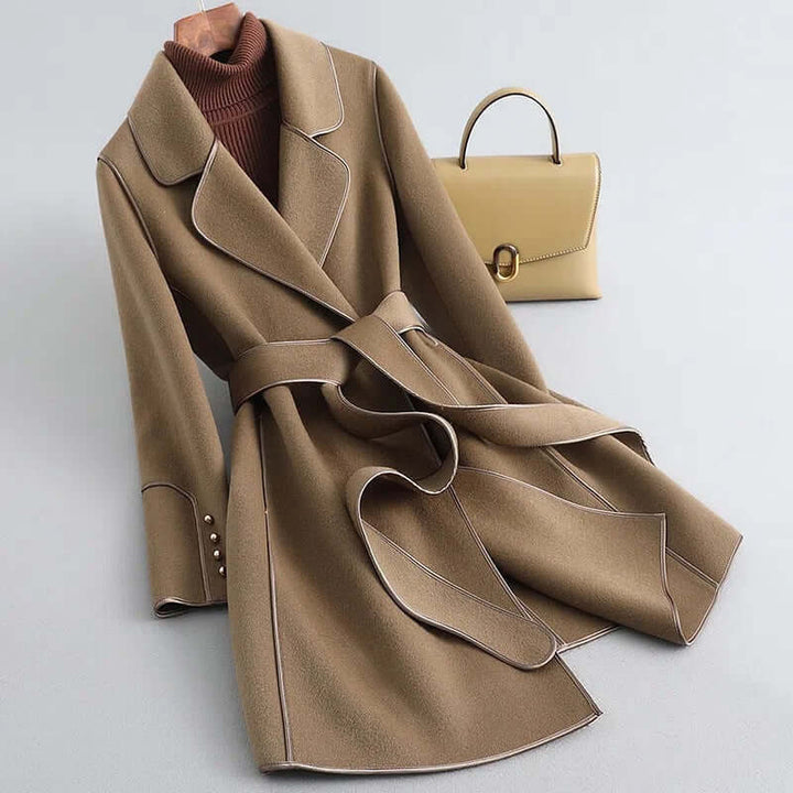 Warm women's long wool winter coat, designed for ultimate warmth & stylish cold weather outerwear for ladies.