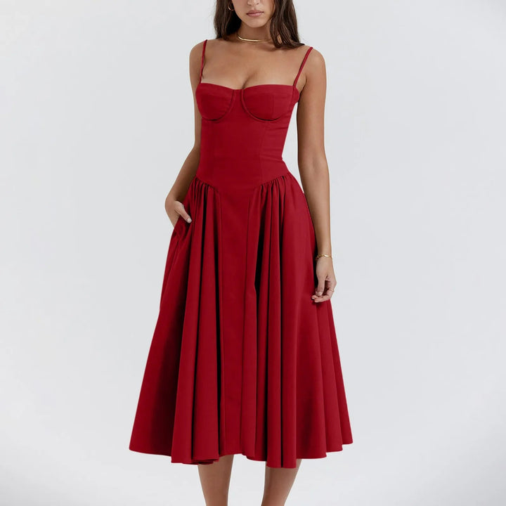 Elegant women's midi dress, a timeless choice for cocktail parties, formal events, and special occasions.