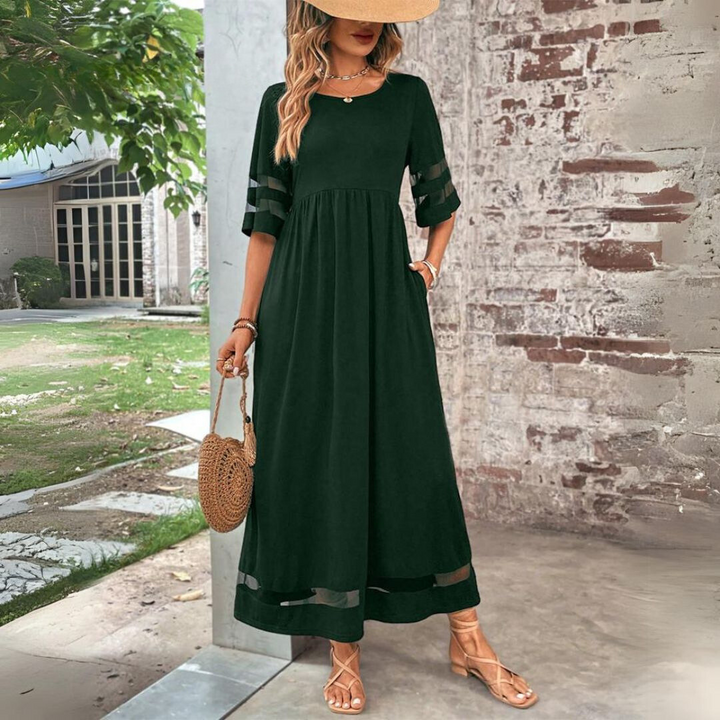Sophisticated women's midi dress, comfortable & flattering with discreet tummy control. Elegant women's apparel.