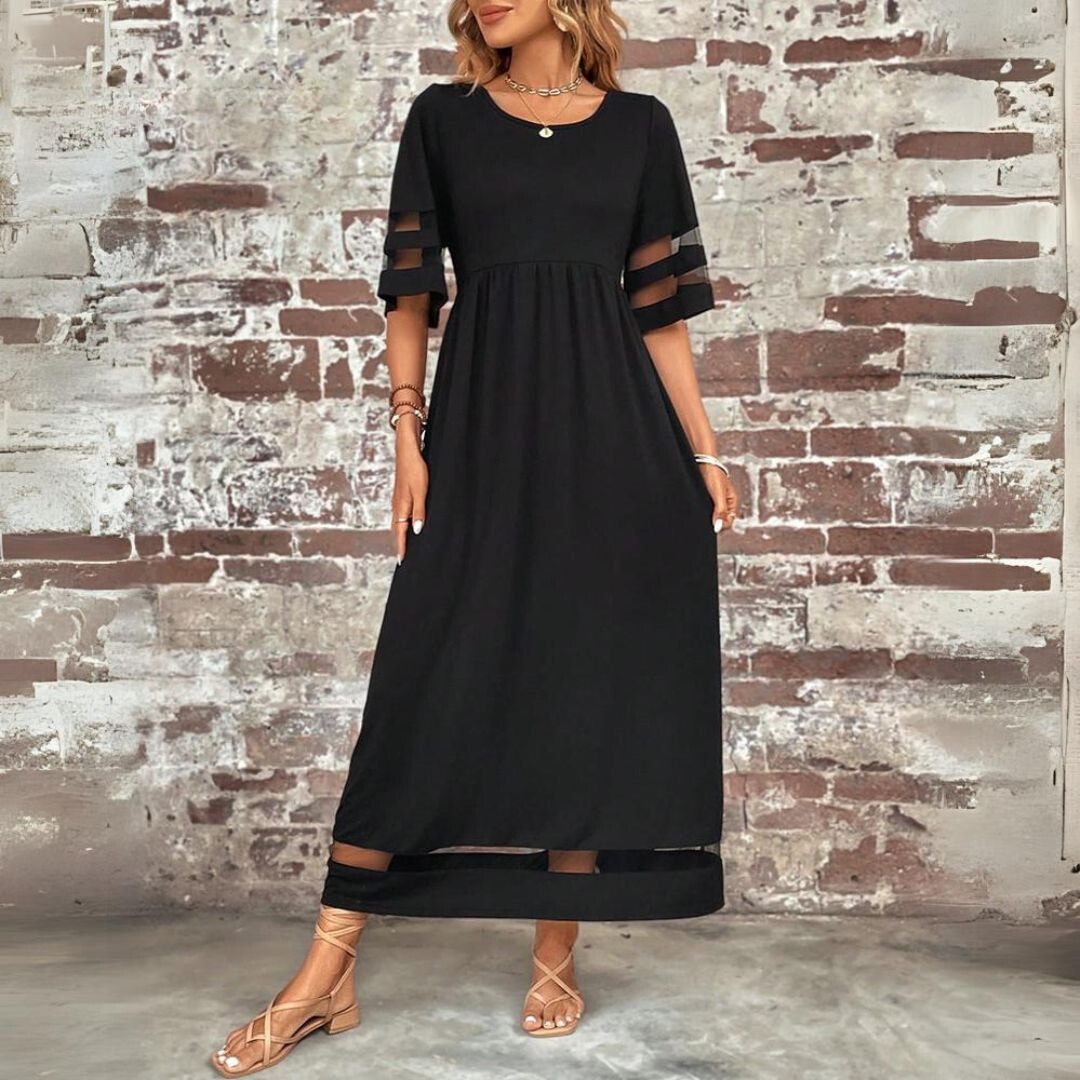 Chic women's midi dress, flattering design with tummy control ensures elegance & confidence for occasion wear.