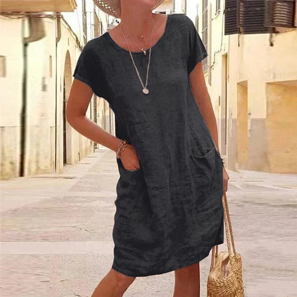 Elegant women's midi dress with tummy control, flattering silhouette & comfortable fit for confident style.
