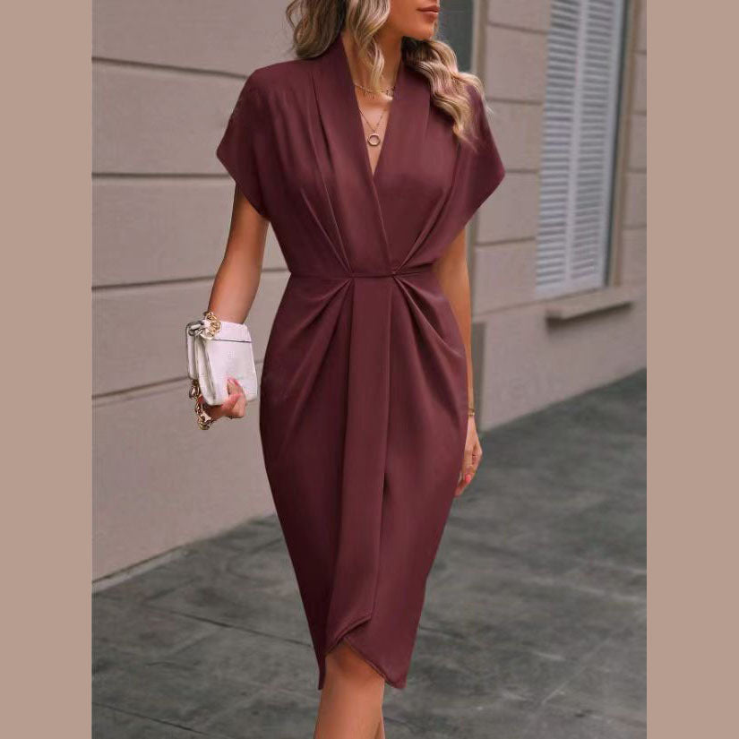 Classic wrap midi dress for women, offering an elegant and chic silhouette. Perfect for flattering fashion.
